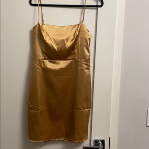 Silky gold mini dress